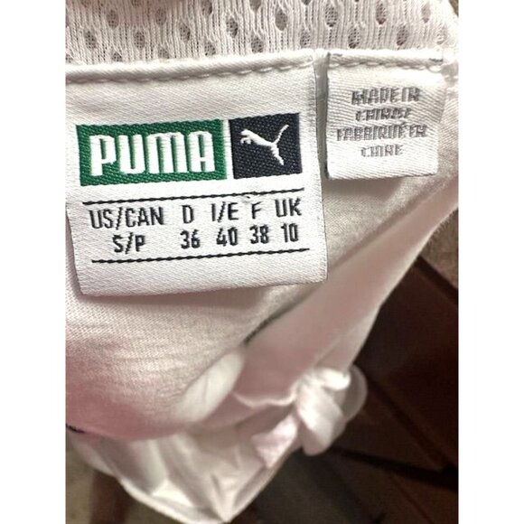 Puma Women White Mesh Active Off-Shoulder Tie-Strap Layered Ruffle Sporty Top S - Picture 5 of 5
